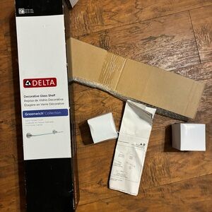 Delta Decorative 24’ Glass Shelf w/hardware included nib satin nickel finish